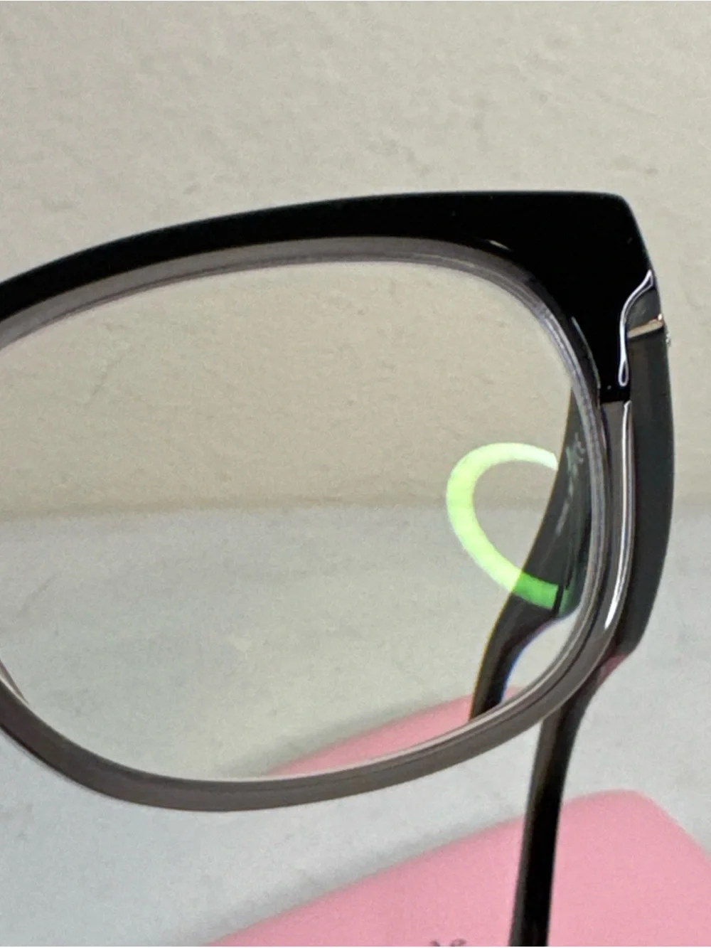 kate spade Black and Clear Cat-Eye Glasses with Pink Case
